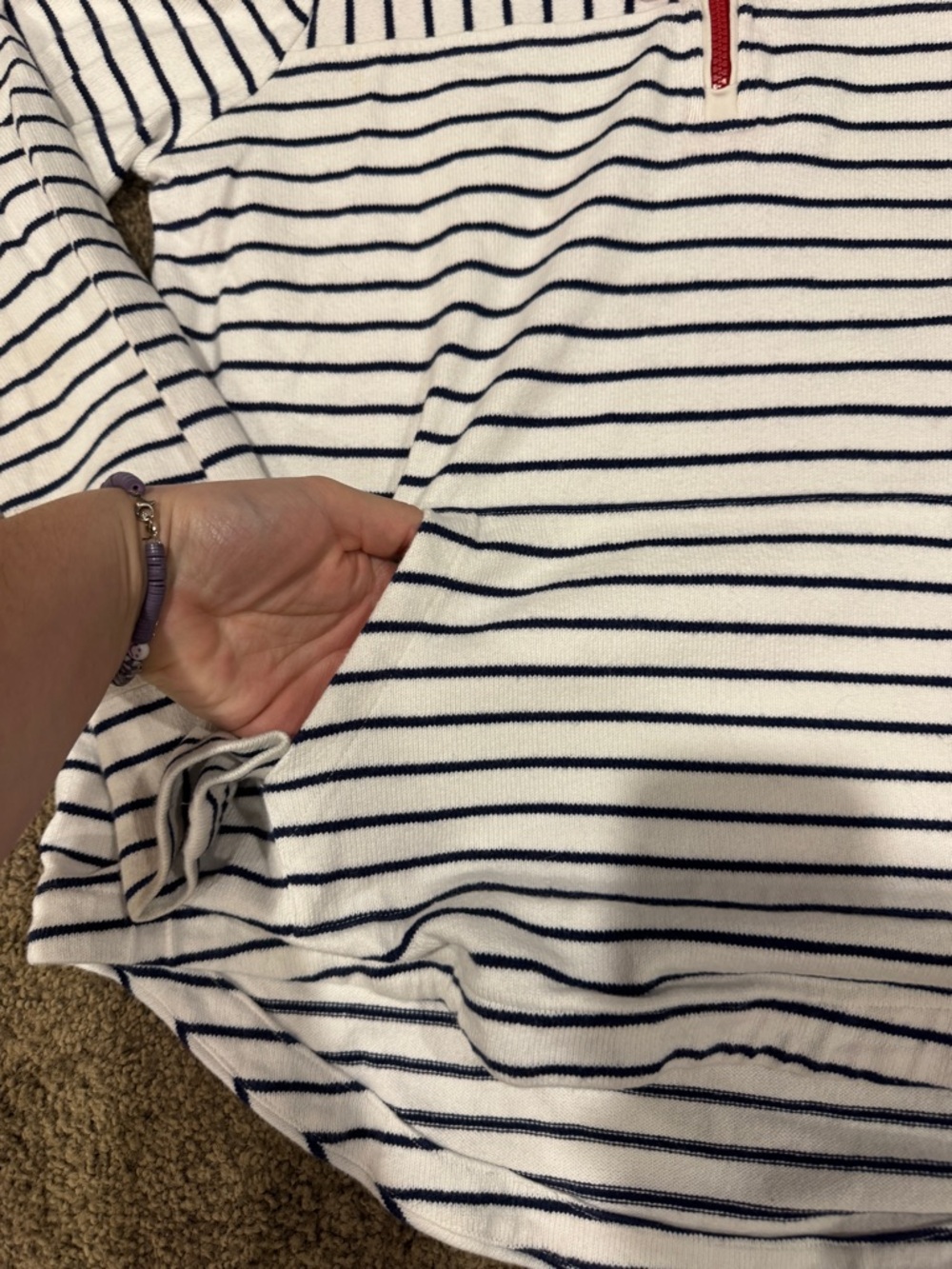 Vineyard Vines White & Navy Striped Quarter-Zip - Picture 2 of 10